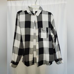 Classic Black and White Plaid Women's Shirt Size 3Xl  22.5P Plus #cozy #flannel
